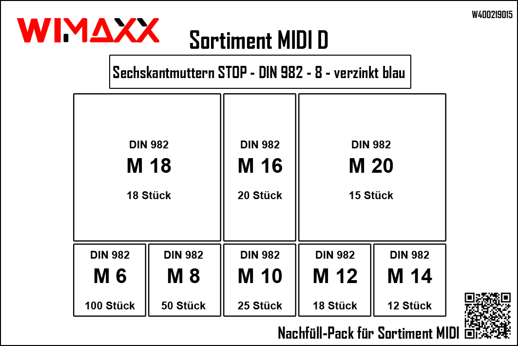 Sortimentsbox MIDI D - DIN 982 - 8 - verzinkt blau - 258-teilig